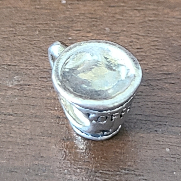 Coffee Cup Silver Bead Charm 925 - Picture 1 of 4